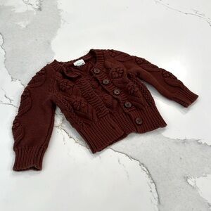 Jamie Kay - 0-3 Months - Knit Cardigan - Maroon - Excellent Used Condition